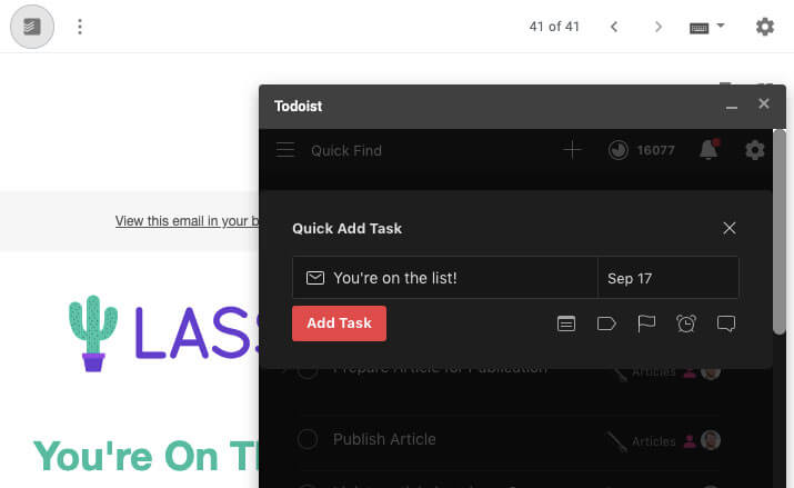 Adding email to Todoist