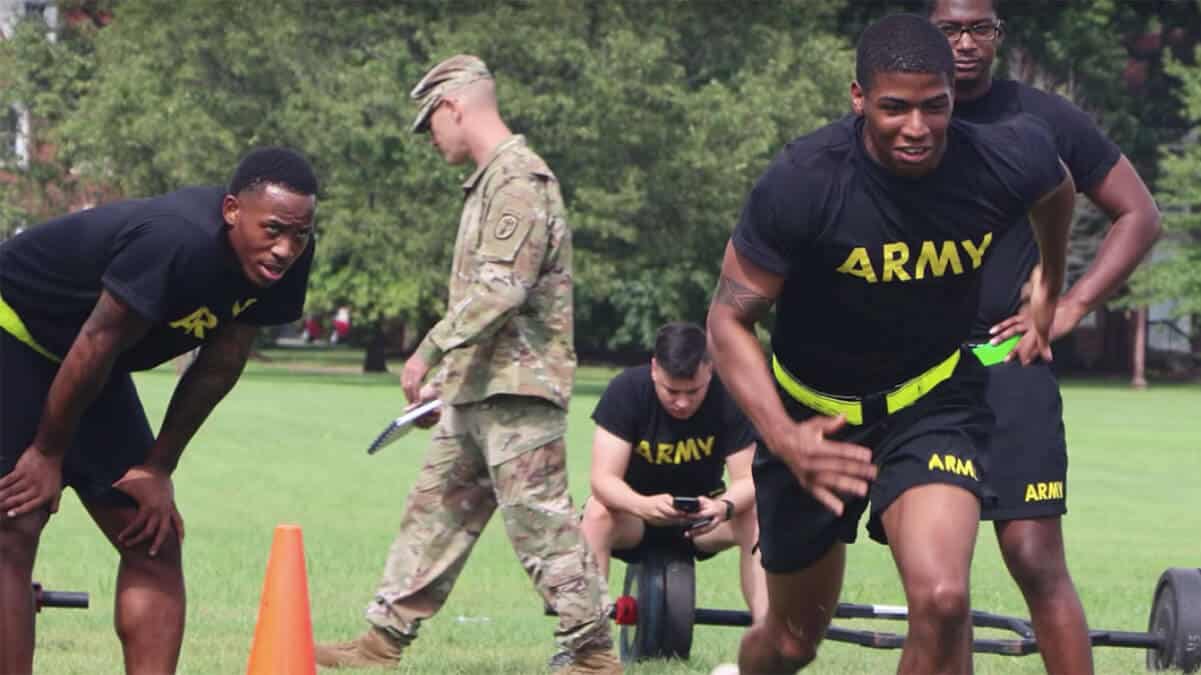 Army ROTC members exercising