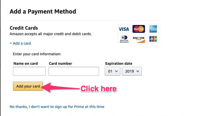 Click "Add your card"