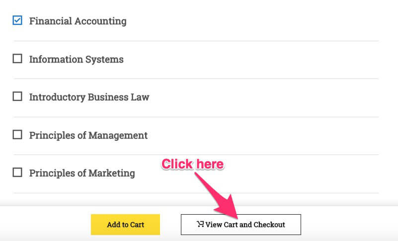Clicking "View Cart and Checkout"