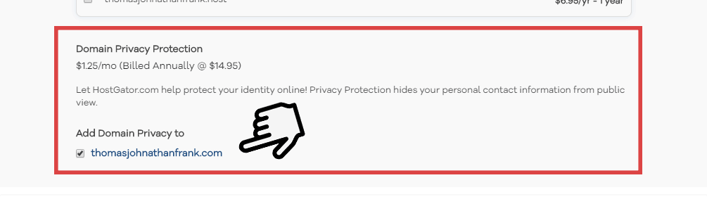 The Domain Privacy Protection option.