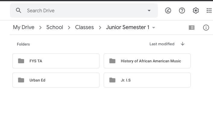 Google Drive folders for classes