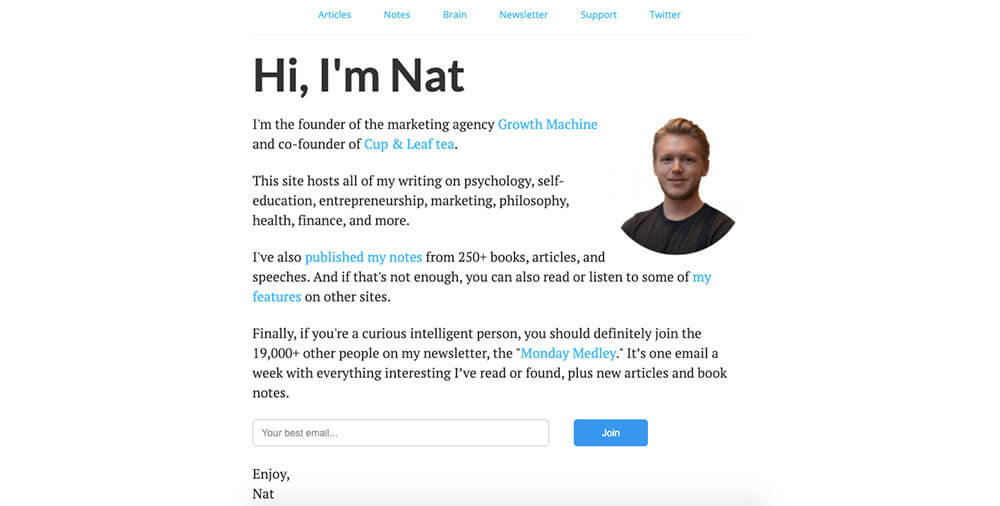 Nat Eliason's personal website